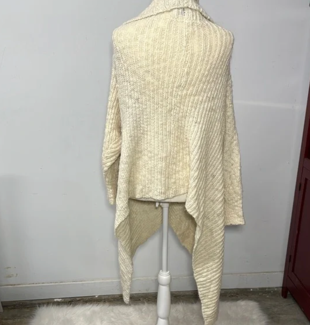 Abercrombie & Fitch Chunky Knit Open-Front Cardigan Sweater – Cream Size XS/S