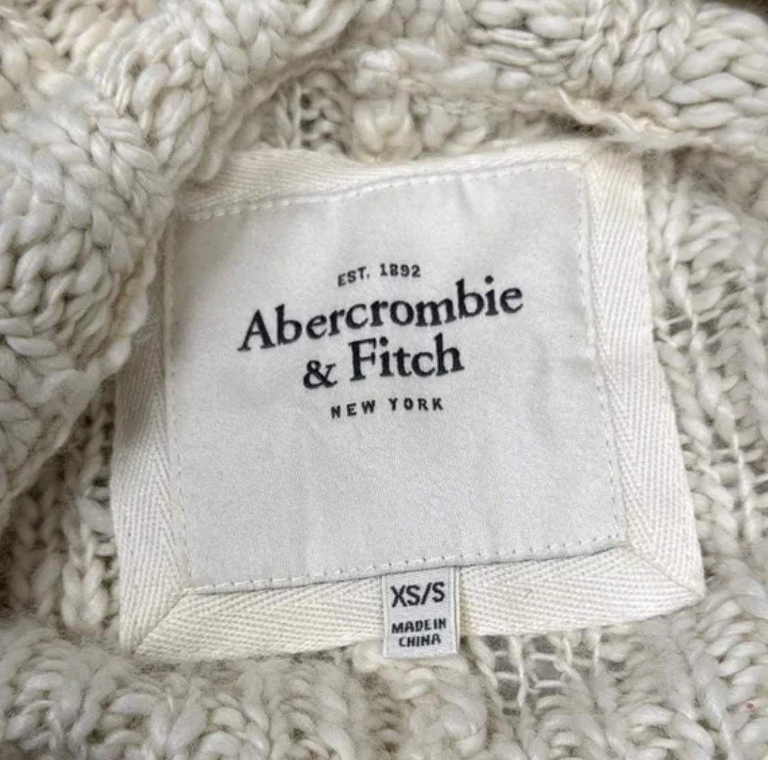 Abercrombie & Fitch Chunky Knit Open-Front Cardigan Sweater – Cream Size XS/S