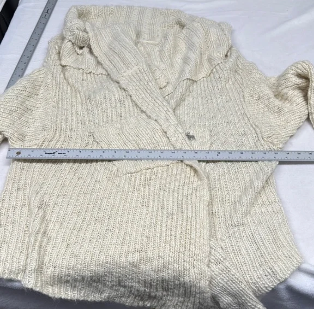 Abercrombie & Fitch Chunky Knit Open-Front Cardigan Sweater – Cream Size XS/S