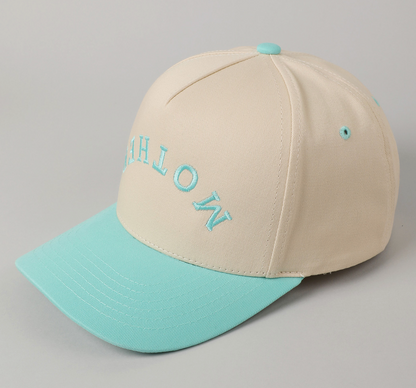 MOTHER Upside Down Lettering Embroidery Cap Pink or Mint Green