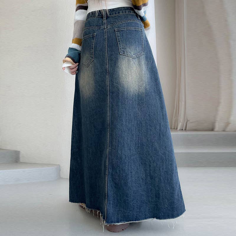 Wash it and turn it into an old pocket A-line skirt: BLUE