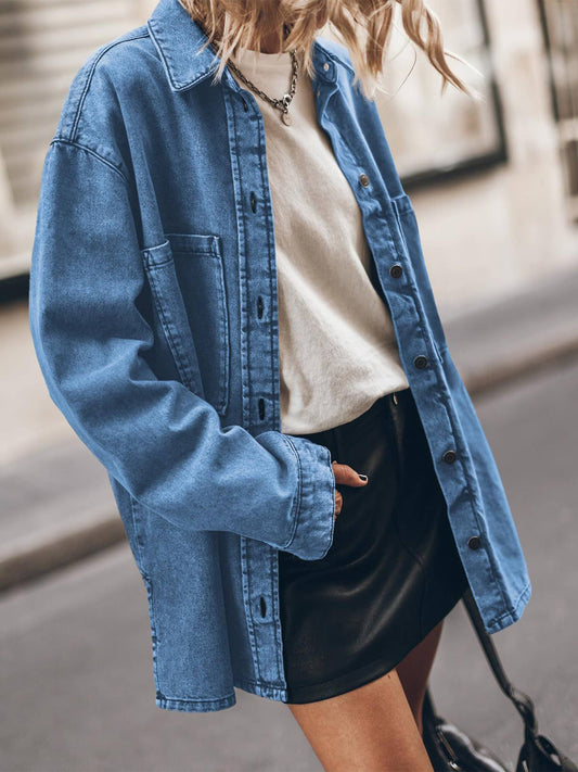 Vintage Long Sleeved Denim Jacket: Blue Reg and Plus Size Available