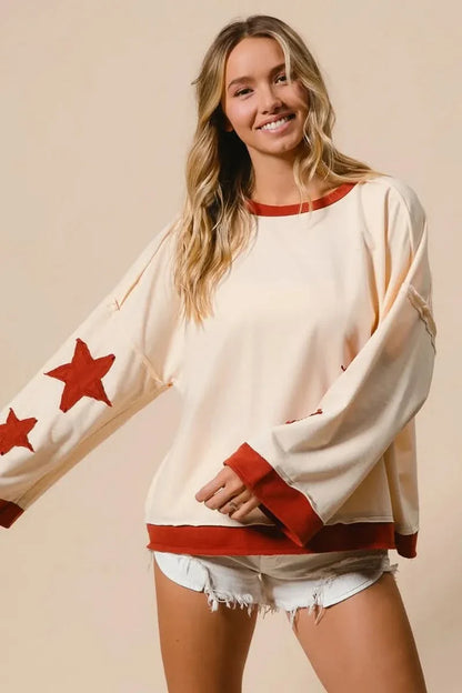 BiBi French Terry Patch Detail Sweatshirt With Red Stars