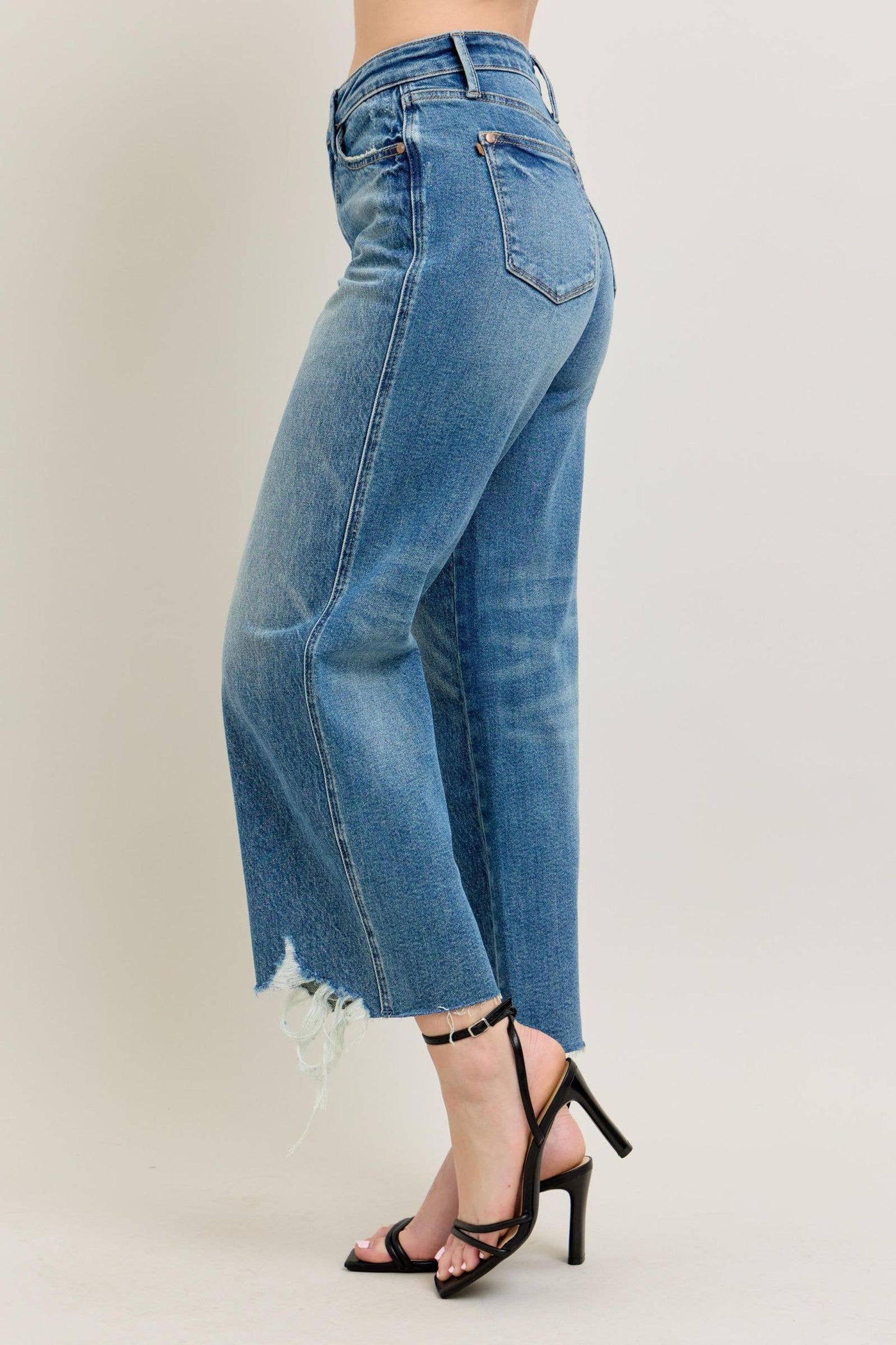 Judy Blue High Waist Rigid Magic Destroy Wide Leg Crop: 11/30