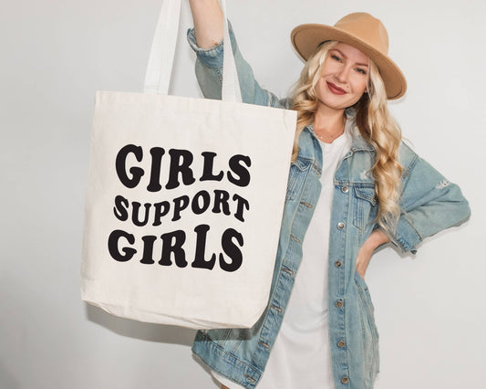 Girls Support Girls, Women Empowerment, Positive, Girl Power: Hot Pink / Black Text