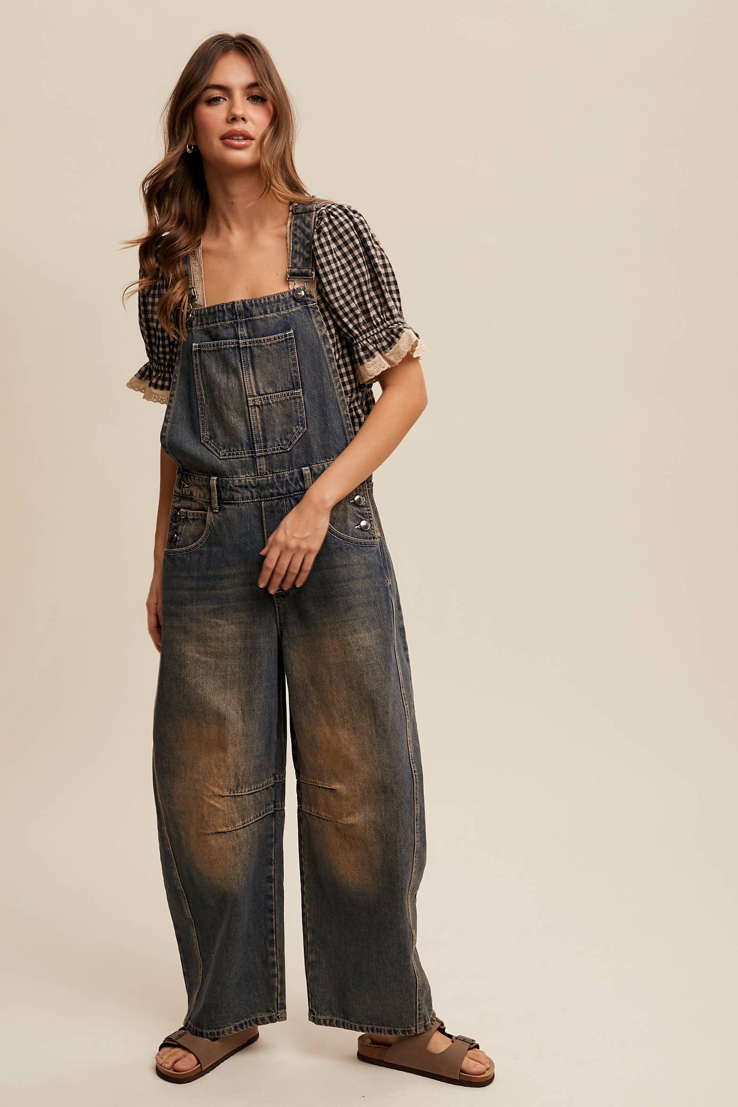 Barrel Jean Denim Overall: Blue Denim / S-M-L