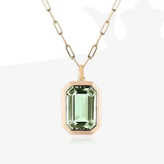 Vintage Style Stainless Steel Zircon Pendant Necklace: Green