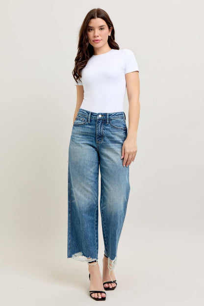 Judy Blue High Waist Rigid Magic Destroy Wide Leg Crop: 11/30