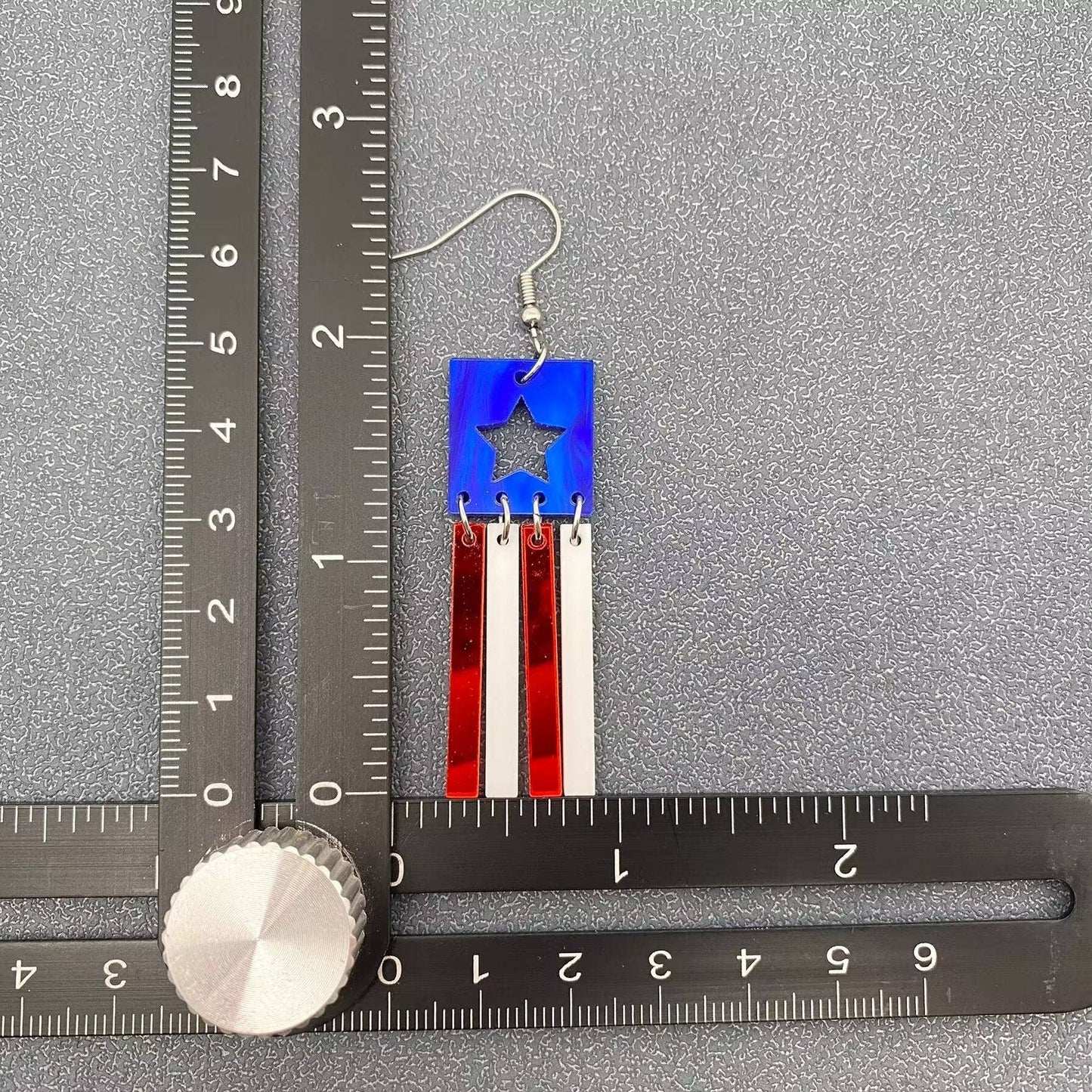 4th of July Acrylic USA Flag Element Dangle Earrings