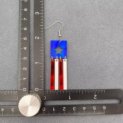 4th of July Acrylic USA Flag Element Dangle Earrings