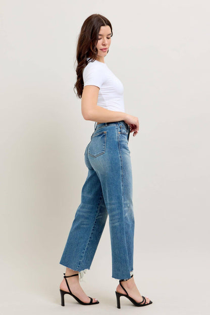 Judy Blue High Waist Rigid Magic Destroy Wide Leg Crop: 11/30